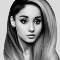 Black & White portrait of Ariana Grande, Highly Detailed,Intricate,Artstation,Beautiful,Digital Painting,Sharp Focus,Concept Art,Elegant