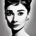 Black & White portrait of Audrey Hepburn, Highly Detailed,Intricate,Artstation,Beautiful,Digital Painting,Sharp Focus,Concept Art,Elegant