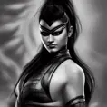 Black & White portrait of Jade from Mortal Kombat, Highly Detailed,Intricate,Artstation,Beautiful,Digital Painting,Sharp Focus,Concept Art,Elegant