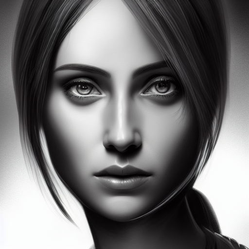 Black & White portrait of Cortana, Highly Detailed,Intricate,Artstation,Beautiful,Digital Painting,Sharp Focus,Concept Art,Elegant