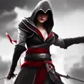 Female rouge assassin in Assasin's Creed Style, 4k,Highly Detailed,Beautiful,Cinematic Lighting,Sharp Focus,Volumetric Lighting,Closeup Portrait,Concept Art