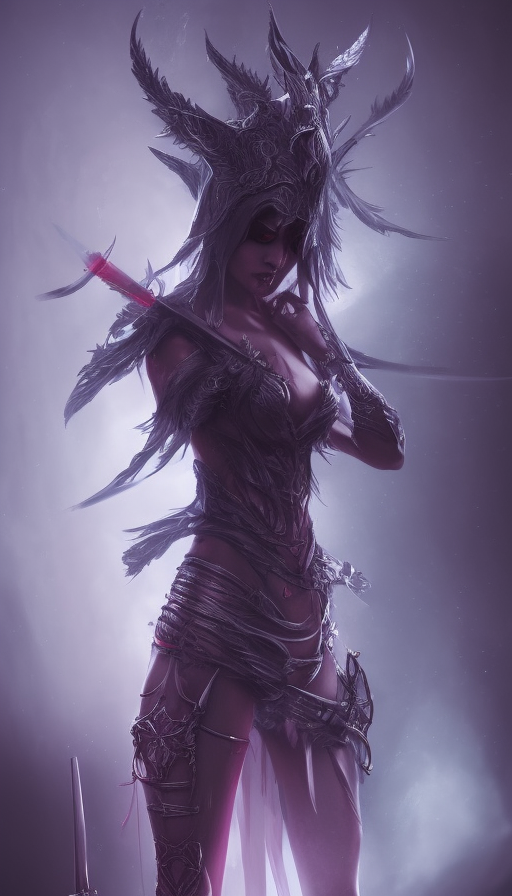 Veiled Assasin with daggers, 8k,Highly Detailed,Intricate,Artstation,Digital Painting,Illustration,Sharp Focus,Smooth,Unreal Engine,Neon,Concept Art
