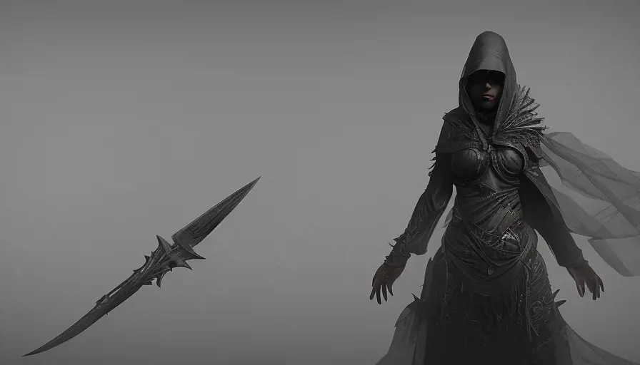 Veiled Assasin with daggers, 8k,Highly Detailed,Artstation,Illustration,Sharp Focus,Unreal Engine,Volumetric Lighting,Concept Art