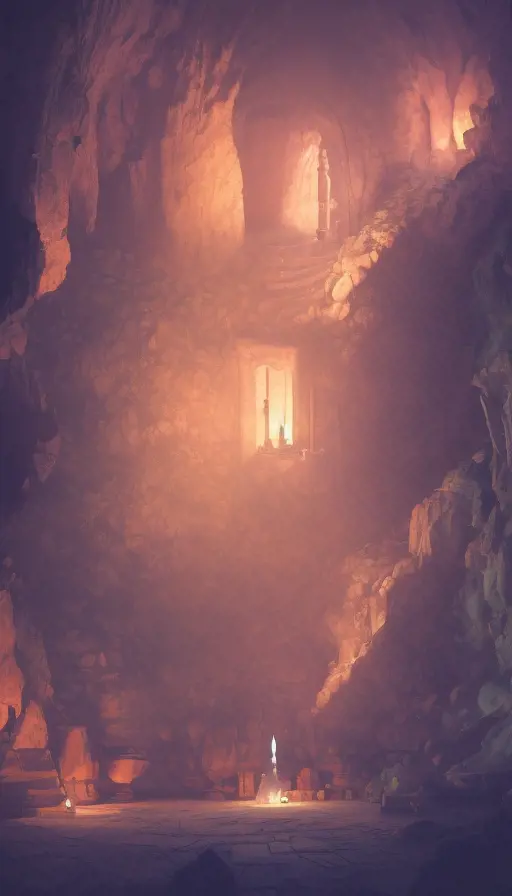 Secret Overwatch grand magical area carved inside a cave, 4k,Artstation,Cinematic Lighting,Sharp Focus,Octane Render,Candle Light,Concept Art,Fantasy,Cozy, by Greg Rutkowski