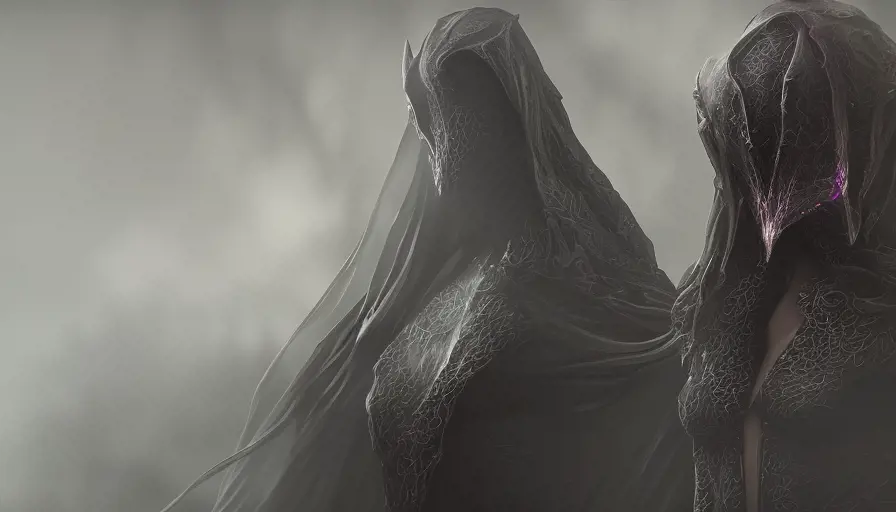 Veiled wraith Assassin from Elden Ring, 8k,Highly Detailed,Artstation,Illustration,Sharp Focus,Unreal Engine,Volumetric Lighting,Concept Art