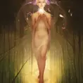 Symmetry portrait of nature godess, glam, fae, fireflies, forest background, Highly Detailed,Intricate,Artstation,Digital Painting,Illustration,Sharp Focus,Smooth,Concept Art,Elegant, by Fra Angelico,by Stanley Artgerm Lau,by Alphonse Mucha,by Greg Rutkowski