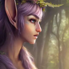Closeup of a beautiful fantasy forest elf, Highly Detailed,Intricate,Epic,Digital Painting,Realistic,Smooth,Volumetric Lighting,Concept Art,Elegant