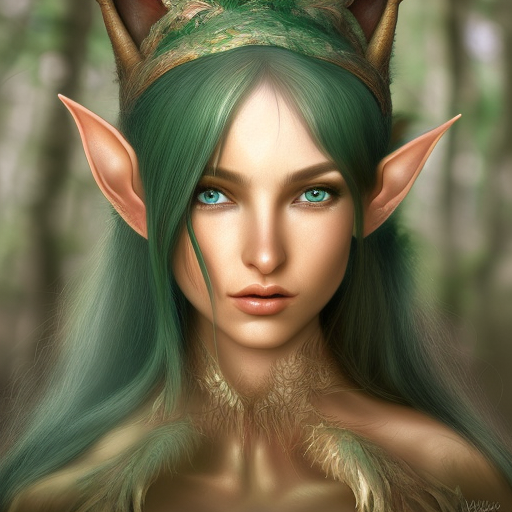 Closeup of a beautiful female fantasy forest elf, Highly Detailed,Intricate,Epic,Digital Painting,Realistic,Smooth,Volumetric Lighting,Concept Art,Elegant