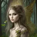 Portrait of a beautiful female forest fairy, Highly Detailed,Intricate,Gothic and Fantasy,Epic,Digital Painting,Realistic,Smooth,Volumetric Lighting,Concept Art,Elegant