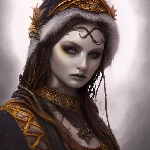 Portrait of a beautiful female druid mage, Highly Detailed,Intricate,Gothic and Fantasy,Epic,Digital Painting,Realistic,Smooth,Volumetric Lighting,Concept Art,Elegant
