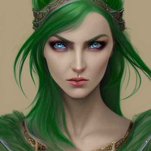 D&D concept art of gorgeous elven woman with green hair in the style of Stefan Kostic, 8k,High Definition,Highly Detailed,Intricate,Half Body,Realistic,Sharp Focus,Fantasy,Elegant