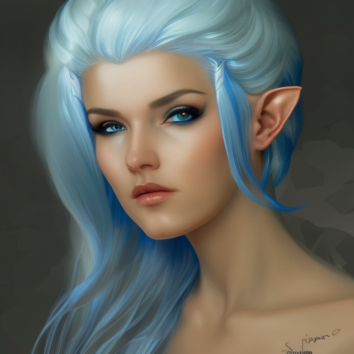 D&D concept art of gorgeous elven woman with blue hair in the style of Stefan Kostic, 8k,High Definition,Highly Detailed,Intricate,Half Body,Realistic,Sharp Focus,Fantasy,Elegant, by Luis Ricardo Falero