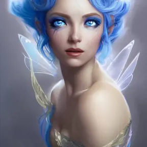 D&D concept art of gorgeous fairy with blue hair in the style of Stefan Kostic, 8k,High Definition,Highly Detailed,Intricate,Half Body,Realistic,Sharp Focus,Fantasy,Elegant, by Luis Ricardo Falero
