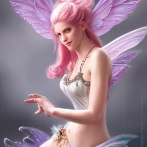 D&D concept art of gorgeous winged fairy with pink hair in the style of Stefan Kostic, 8k,High Definition,Highly Detailed,Intricate,Half Body,Realistic,Sharp Focus,Fantasy,Elegant, by Luis Ricardo Falero
