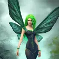 D&D concept art of gorgeous winged fairy with green hair in the style of Stefan Kostic, 8k,High Definition,Highly Detailed,Intricate,Half Body,Realistic,Sharp Focus,Fantasy,Elegant