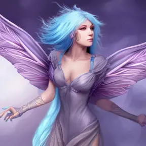 D&D concept art of gorgeous winged fairy with blue hair in the style of Stefan Kostic, 8k,High Definition,Highly Detailed,Intricate,Half Body,Realistic,Sharp Focus,Fantasy,Elegant