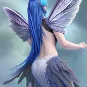 D&D concept art of gorgeous winged fairy with blue hair in the style of Stefan Kostic, 8k,High Definition,Highly Detailed,Intricate,Half Body,Realistic,Sharp Focus,Fantasy,Elegant