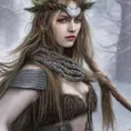 Alluring highly detailed matte portrait of beautiful female druid wearing chainmail in the style of Stefan Kostic, 8k,High Definition,Highly Detailed,Intricate,Half Body,Realistic,Sharp Focus,Fantasy,Elegant