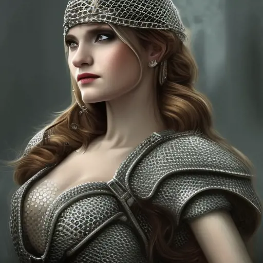 Alluring highly detailed matte portrait of beautiful princess wearing chainmail in the style of Stefan Kostic, 8k,High Definition,Highly Detailed,Intricate,Half Body,Realistic,Sharp Focus,Fantasy,Elegant