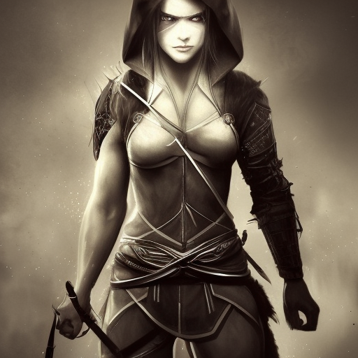 Alluring highly detailed matte portrait of beautiful female ninja wearing Assassin Creed armor in the style of Stefan Kostic, 8k,High Definition,Highly Detailed,Intricate,Half Body,Realistic,Sharp Focus,Fantasy,Elegant