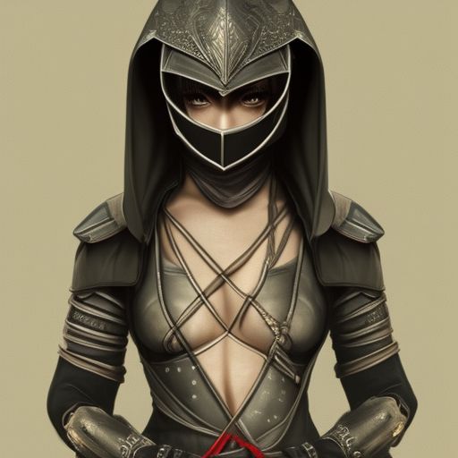 Alluring highly detailed matte portrait of beautiful female ninja wearing Assassin Creed armor in the style of Stefan Kostic, 8k,High Definition,Highly Detailed,Intricate,Half Body,Realistic,Sharp Focus,Fantasy,Elegant