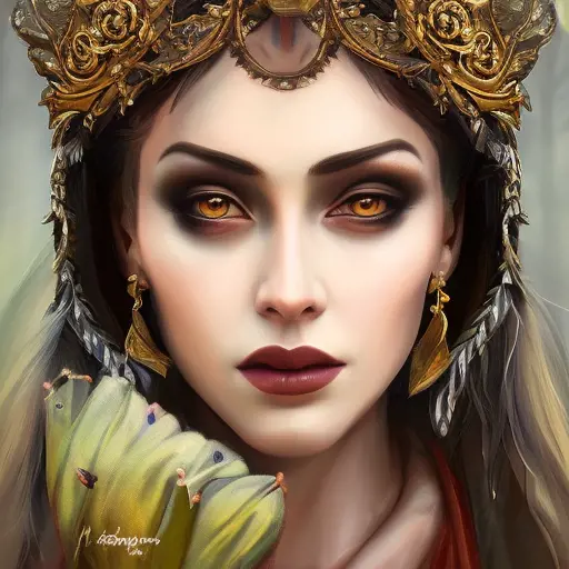 Alluring highly detailed matte portrait of a beautiful sorceress in the style of Stefan Kostic, 8k,High Definition,Highly Detailed,Intricate,Half Body,Realistic,Sharp Focus,Fantasy,Elegant