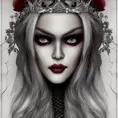 Alluring highly detailed matte portrait of a beautiful white haired vampire with a rose thorn crown in the style of Stefan Kostic, 8k,High Definition,Highly Detailed,Intricate,Half Body,Realistic,Sharp Focus,Fantasy,Elegant