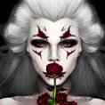 Alluring highly detailed matte portrait of a beautiful white haired vampire with a rose thorn crown in the style of Stefan Kostic, 8k,High Definition,Highly Detailed,Intricate,Half Body,Realistic,Sharp Focus,Fantasy,Elegant