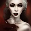 Alluring highly detailed matte portrait of a beautiful vampire with fangs in the style of Stefan Kostic, 8k,High Definition,Highly Detailed,Intricate,Half Body,Realistic,Sharp Focus,Fantasy,Elegant