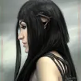 Alluring highly detailed matte portrait of a beautiful raven black haired half elf in the style of Stefan Kostic, 8k,High Definition,Highly Detailed,Intricate,Half Body,Realistic,Sharp Focus,Fantasy,Elegant