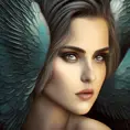 Alluring highly detailed matte portrait of a beautiful winged angel with shimmering hair in the style of Stefan Kostic, 8k,High Definition,Highly Detailed,Intricate,Half Body,Realistic,Sharp Focus,Fantasy,Elegant