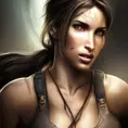 Alluring highly detailed matte portrait of a beautiful Lara Croft with shimmering hair in the style of Stefan Kostic, 8k,High Definition,Highly Detailed,Intricate,Half Body,Realistic,Sharp Focus,Fantasy,Elegant