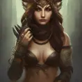 Alluring highly detailed matte portrait of a beautiful Nidalee with shimmering hair in the style of Stefan Kostic, 8k,High Definition,Highly Detailed,Intricate,Half Body,Realistic,Sharp Focus,Fantasy,Elegant