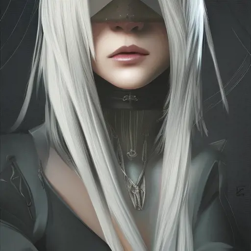 Alluring highly detailed matte portrait of a beautiful A2 from Nier Automata with shimmering hair in the style of Stefan Kostic, 8k,High Definition,Highly Detailed,Intricate,Half Body,Realistic,Sharp Focus,Fantasy,Elegant