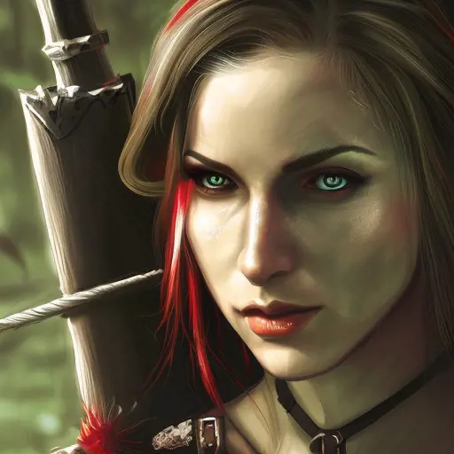 Matte portrait of an alluring witcher 3 female rouge assassin in an epic forest, 4k,Highly Detailed,Beautiful,Cinematic Lighting,Sharp Focus,Volumetric Lighting,Closeup Portrait,Concept Art
