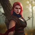 Portrait of an alluring witcher 3 female rouge assassin in an epic forest, 4k,Highly Detailed,Beautiful,Cinematic Lighting,Sharp Focus,Volumetric Lighting,Closeup Portrait,Concept Art