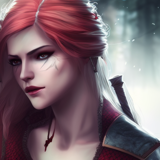Portrait of an alluring witcher 3 female rouge assassin in an epic forest, 4k,Highly Detailed,Beautiful,Cinematic Lighting,Sharp Focus,Volumetric Lighting,Closeup Portrait,Concept Art