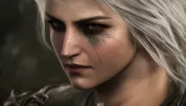 Portrait of an alluring Witcher 3 Ciri in Assassin Creed style in an epic forest, 4k,Highly Detailed,Beautiful,Cinematic Lighting,Sharp Focus,Volumetric Lighting,Closeup Portrait,Concept Art