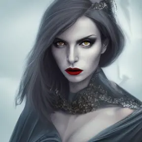 Alluring highly detailed matte portrait of a beautiful caped vampire in the style of Stefan Kostic, 8k,High Definition,Highly Detailed,Intricate,Half Body,Realistic,Sharp Focus,Fantasy,Elegant