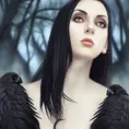 Alluring matte portrait of a beautiful raven black haired caped winged vampire in the style of Stefan Kostic, 8k,High Definition,Highly Detailed,Intricate,Half Body,Realistic,Sharp Focus,Fantasy,Elegant