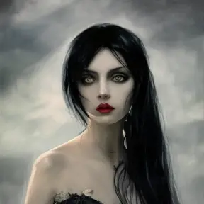 Alluring portrait of a beautiful black-haired veiled vampire in the style of Stefan Kostic, 8k,High Definition,Highly Detailed,Intricate,Half Body,Realistic,Sharp Focus,Fantasy,Elegant
