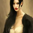 Alluring portrait of a beautiful black-haired veiled & caped vampire in the style of Stefan Kostic, 8k,High Definition,Highly Detailed,Intricate,Half Body,Realistic,Sharp Focus,Fantasy,Elegant