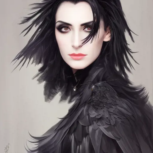 Alluring portrait of a beautiful raven black-haired veiled & caped vampire with sharp features and piercing eyes in the style of Stefan Kostic, 8k,High Definition,Highly Detailed,Intricate,Half Body,Realistic,Sharp Focus,Fantasy,Elegant