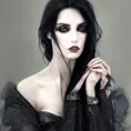 Alluring portrait of a beautiful raven black-haired veiled & caped vampire with sharp features and piercing eyes in the style of Stefan Kostic, 8k,High Definition,Highly Detailed,Intricate,Half Body,Realistic,Sharp Focus,Fantasy,Elegant