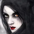 Alluring portrait of a beautiful black-haired veiled blood thristy vampire on high alert in the style of Stefan Kostic, 8k,High Definition,Highly Detailed,Intricate,Half Body,Realistic,Sharp Focus,Fantasy,Elegant