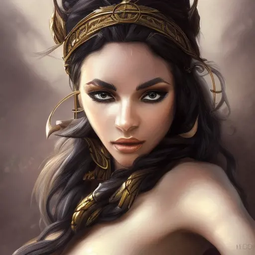 Alluring matte portrait of a beautiful Nidalee in the style of Stefan Kostic, 8k,High Definition,Highly Detailed,Intricate,Half Body,Realistic,Sharp Focus,Fantasy,Elegant
