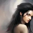 Alluring portrait of a beautiful black haired fire sorceress in the style of Stefan Kostic, 8k,High Definition,Highly Detailed,Intricate,Half Body,Realistic,Sharp Focus,Fantasy,Elegant