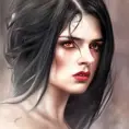 Alluring portrait of a beautiful black haired fire sorceress in the style of Stefan Kostic, 8k,High Definition,Highly Detailed,Intricate,Half Body,Realistic,Sharp Focus,Fantasy,Elegant