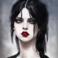 Alluring portrait of a beautiful gothic black haired veiled vampire in the style of Stefan Kostic, 8k,High Definition,Highly Detailed,Intricate,Half Body,Realistic,Sharp Focus,Fantasy,Elegant