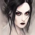 Alluring portrait of a beautiful gothic black haired veiled vampire in the style of Stefan Kostic, 8k,High Definition,Highly Detailed,Intricate,Half Body,Realistic,Sharp Focus,Fantasy,Elegant